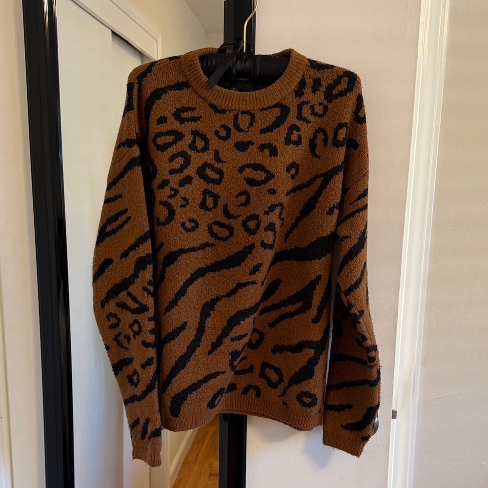 Line and Dot Animal Print Sweater